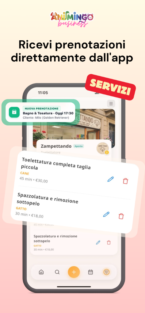 Animingo Business: ricevi prenotazioni direttamente dall'app e gestisci i tuoi servizi